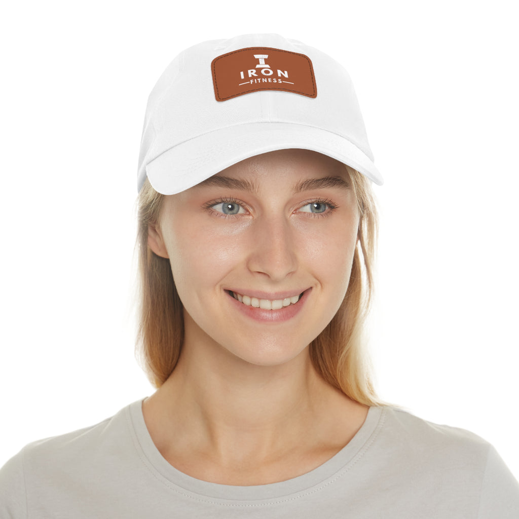 Iron Fitness Leather Patch Dad Hat | Unisex Vintage-Style Baseball Cap