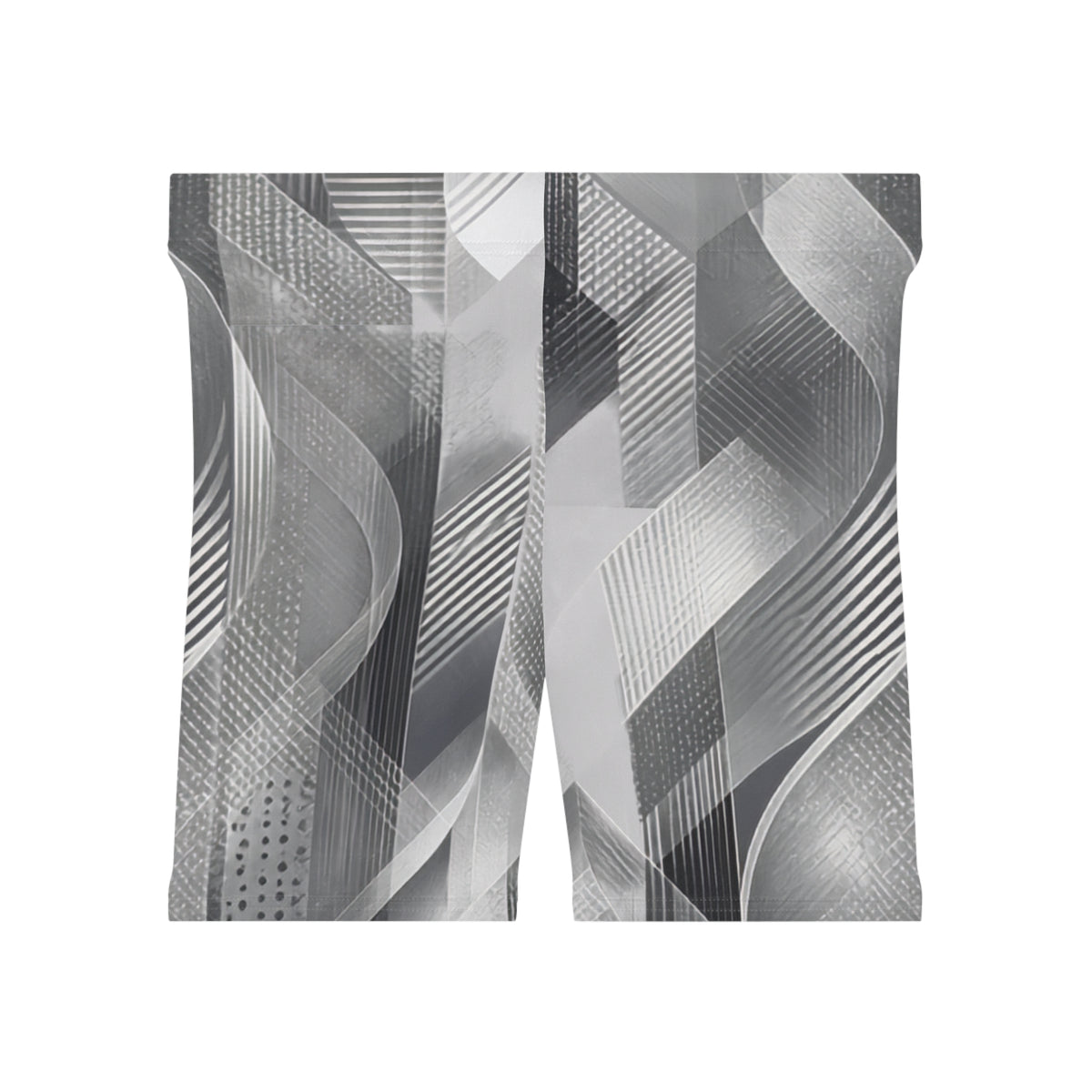 Silver Geometric Biker Shorts