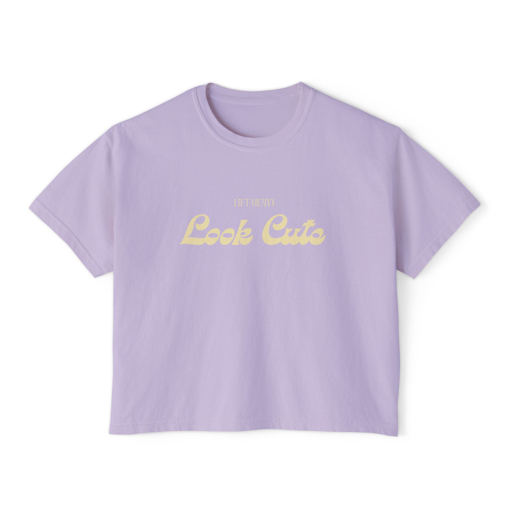 Lift Heavy Look Cute Boxy Tee | Retro Gym Graphic T-Shirt | Comfort Colors