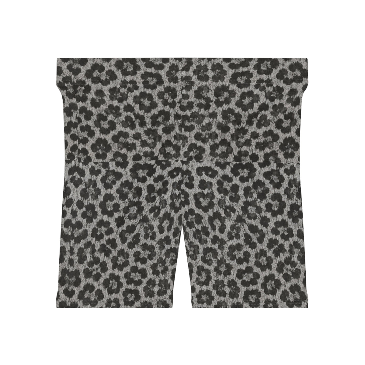 Grey Leopard Print Biker Shorts