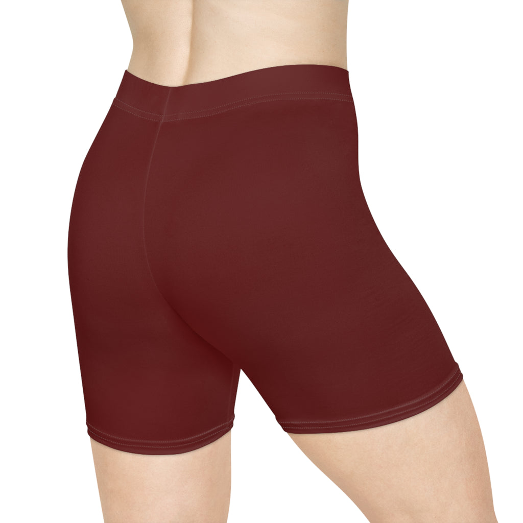 Autumn Maroon Fitness Biker Shorts