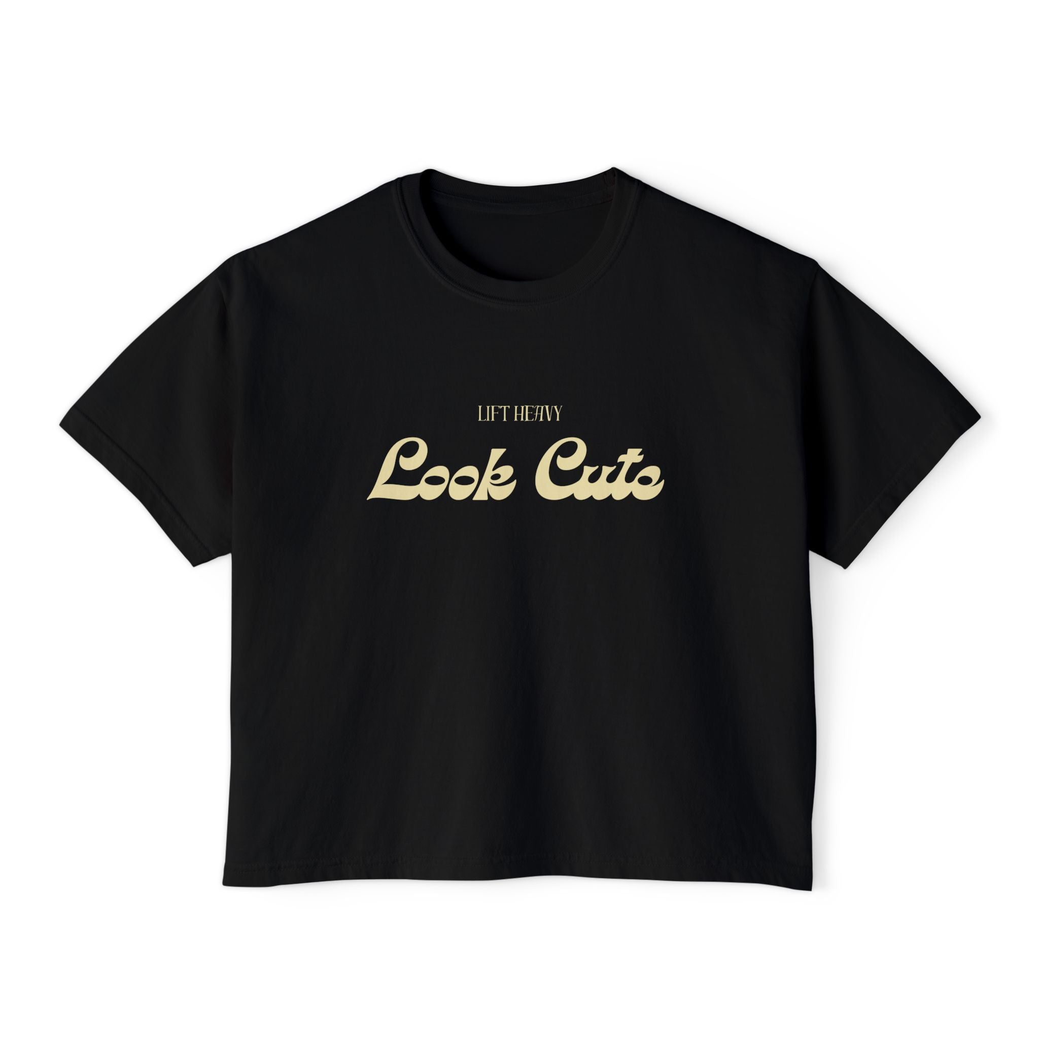 Lift Heavy Look Cute Boxy Tee | Retro Gym Graphic T-Shirt | Comfort Colors