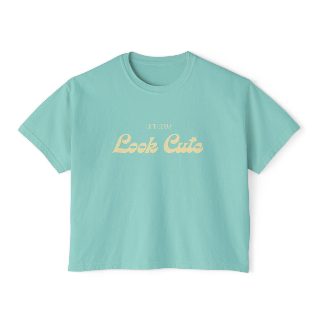 Lift Heavy Look Cute Boxy Tee | Retro Gym Graphic T-Shirt | Comfort Colors