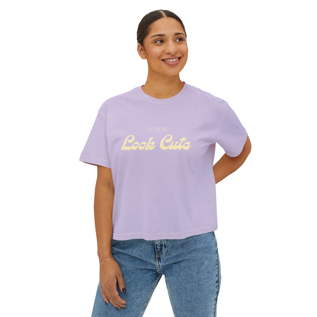 Lift Heavy Look Cute Boxy Tee | Retro Gym Graphic T-Shirt | Comfort Colors