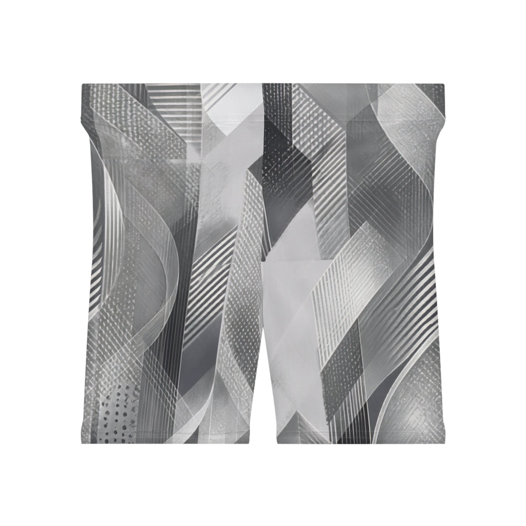 Silver Geometric Biker Shorts