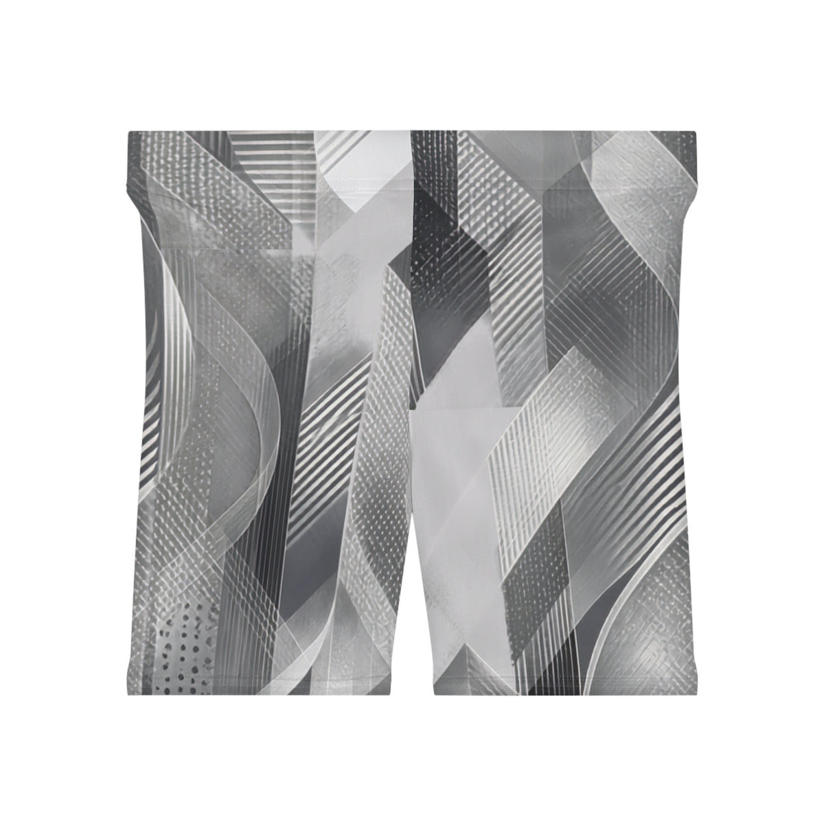 Silver Geometric Biker Shorts
