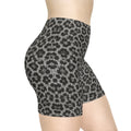 Grey Leopard Print Biker Shorts
