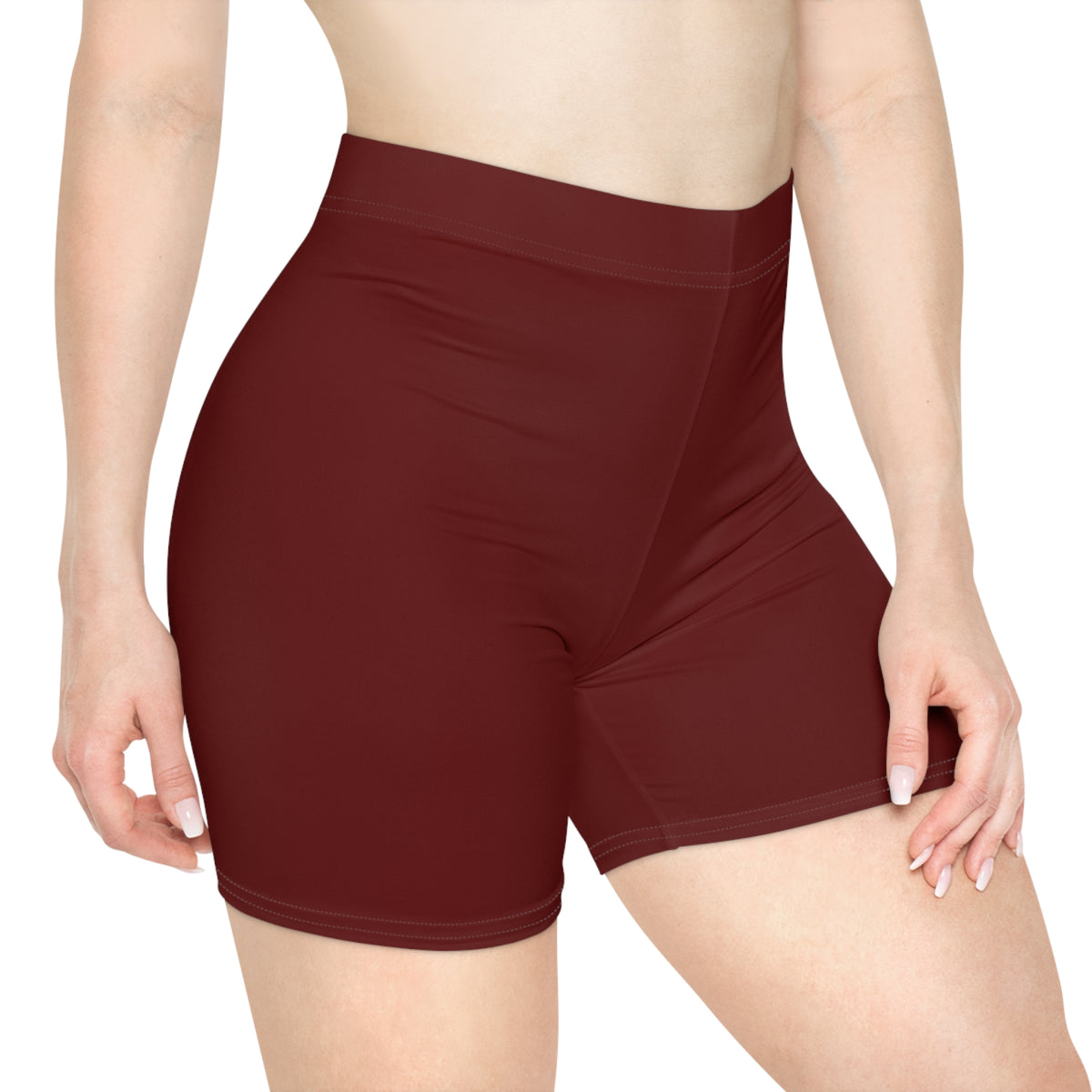 Autumn Maroon Fitness Biker Shorts